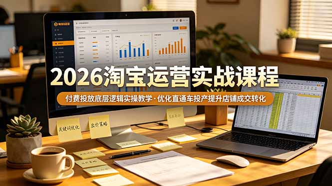 2026 淘宝运营实战课程，付费投放底层逻辑实操教学，优化直通车投产提升店铺成交转化-青禾学社