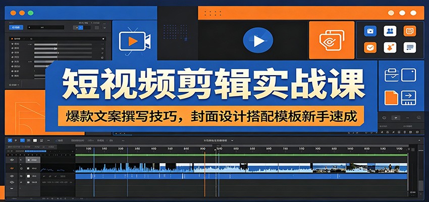 短视频剪辑实战课：爆款文案撰写技巧，封面设计搭配模板新手速成-青禾学社