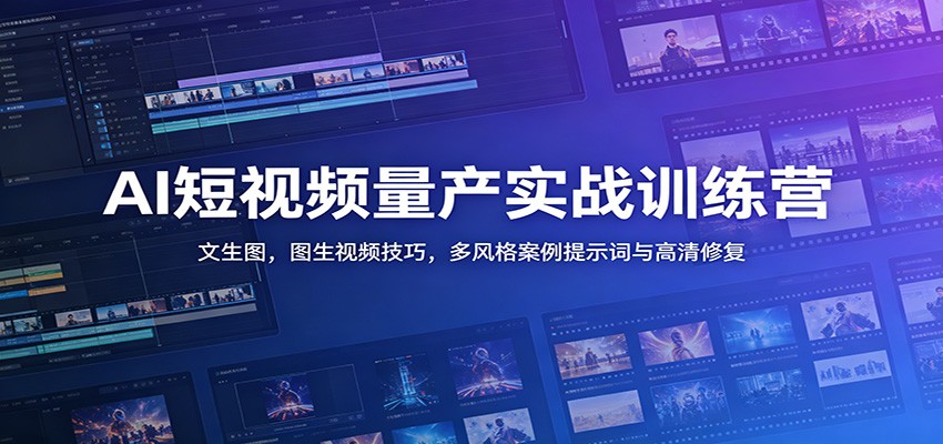 AI短视频量产实战训练营：文生图，图生视频技巧，多风格案例提示词与高清修复-青禾学社