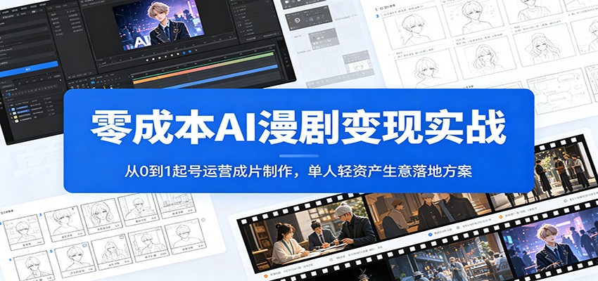 零成本AI漫剧变现实战：从0到1起号运营成片制作，单人轻资产生意落地方案-青禾学社