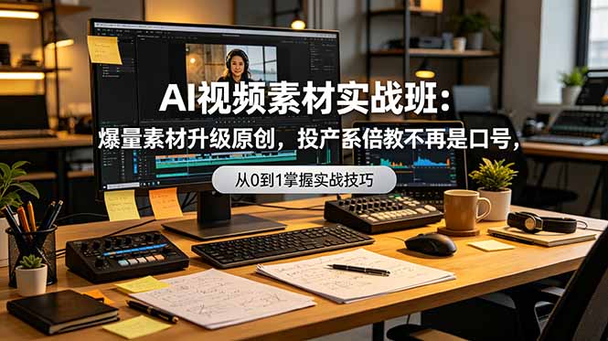 AI视频素材实战班：爆量素材升级原创，投产翻倍不再是口号，0-1系统教学实战落地-青禾学社