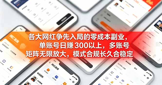 各大网红争先入局的零成本副业，单账号日赚 300 以上，多号矩阵可放大，模式合规长久稳定！-青禾学社