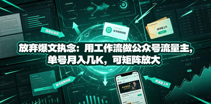 放弃爆文执念：用工作流做公众号流量主，单号月入几K，可矩阵放大-青禾学社