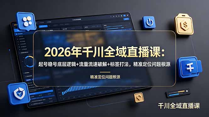 2026年千川全域直播课：起号稳号底层逻辑+流量流速破解+标签打法，精准定位问题根源-青禾学社