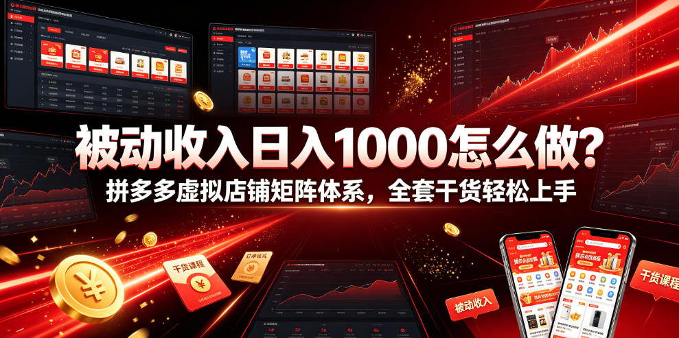 被动收入日入1000怎么做？拼多多虚拟店铺矩阵体系，全套干货轻松上手【揭秘】-青禾学社