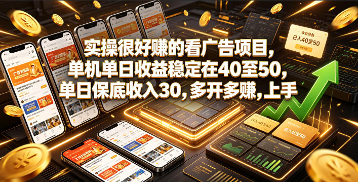 实操很好賺的看广告项目，单机单日收益稳定在40至50，单日保底收入30，多开多賺，上手就能变现【揭秘】-青禾学社
