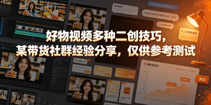 好物视频多种二创技巧，某带货社群经验分享，仅供参考测试-青禾学社