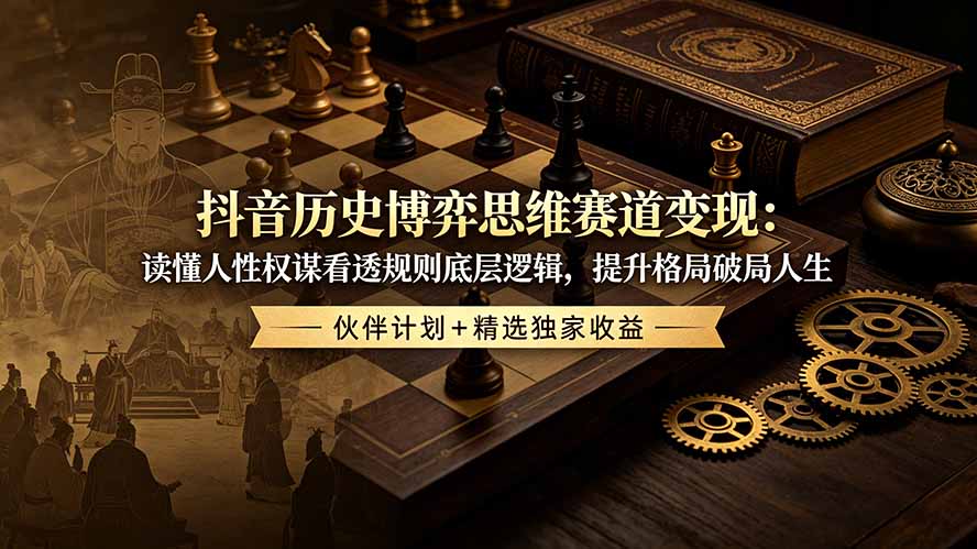 抖音历史博弈思维赛道变现：读懂人性权谋看透规则底层逻辑，提升格局破局人生，伙伴计划+精选独家收益-青禾学社
