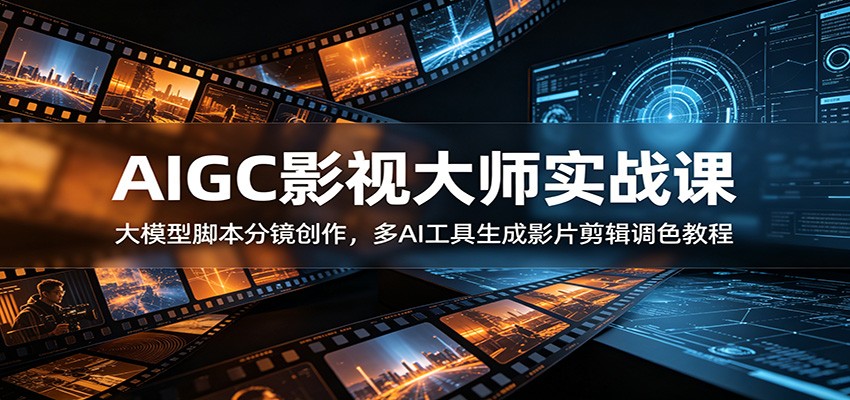 AIGC影视大师实战课：大模型脚本分镜创作，多AI工具生成影片剪辑调色教程-青禾学社