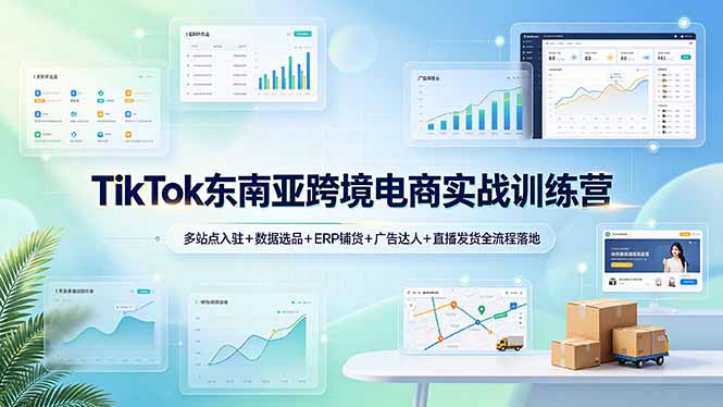 TikTok东南亚跨境电商实战训练营：多站点入驻+数据选品+ERP铺货+广告达人+直播发货全流程落地-青禾学社