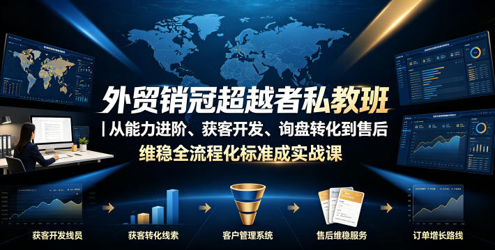 外贸销冠超越者私教班｜从能力进阶、获客开发、询盘转化到售后维稳全流程标准化成交实战课-青禾学社