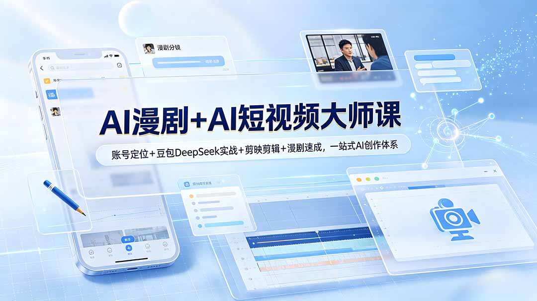 AI漫剧+AI短视频大师课：账号定位+豆包DeepSeek实战+剪映剪辑+漫剧速成，一站式AI创作体系-青禾学社