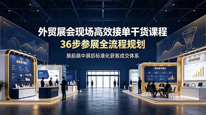 外贸展会现场高效接单干货课程，36步参展全流程规划，展前展中展后标准化获客成交体系-青禾学社