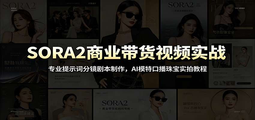 SORA2商业带货视频实战：专业提示词分镜剧本制作，AI模特口播珠宝实拍教程-青禾学社