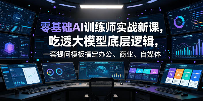 零基础AI训练师实战课，吃透大模型底层逻辑，一套提问模板搞定办公、商业、自媒体、设计、生活全场景AI落地应用-青禾学社