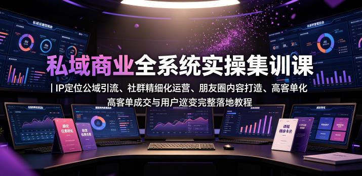 私域商业全系统实操课｜IP定位公域引流、社群精细化运营、朋友圈内容打造、高客单成交与用户裂变完整落地教程-青禾学社