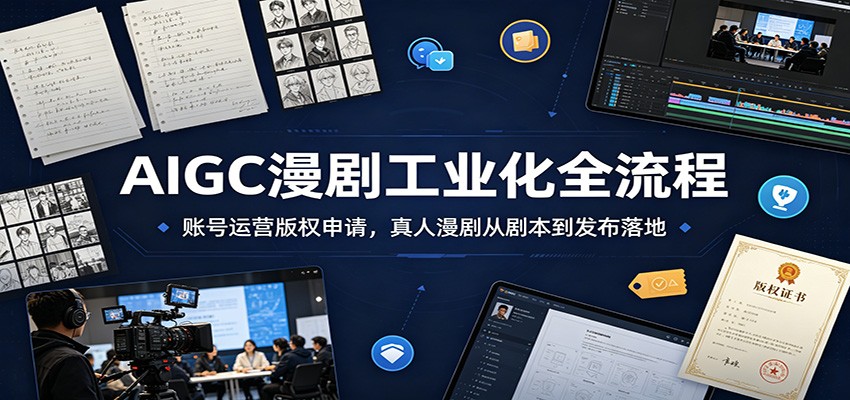 AIGC漫剧工业化全流程：账号运营版权申请，真人漫剧从剧本到发布落地-青禾学社