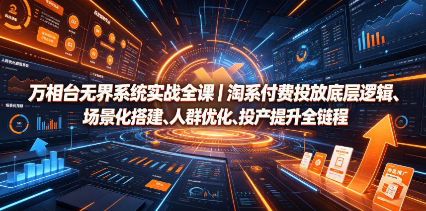 万相台无界系统实战全课｜淘系付费投放底层逻辑、场景化搭建、人群优化、投产提升全链路运营教程-青禾学社
