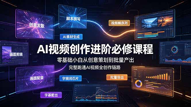 AI视频创作进阶必修课程：零基础小白从创意策划到批量产出，完整跑通AI视频全创作链路-青禾学社