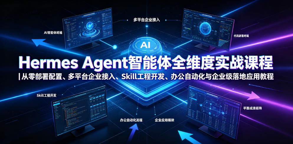 Hermes Agent智能体全维度实战课程｜从零部署配置、多平台企业接入、Skill工程开发、办公自动化与企业级落地应用教程-青禾学社