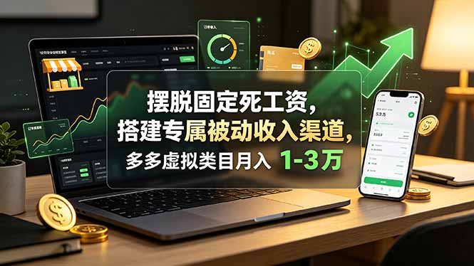 摆脱固定死工资，搭建专属被动收入渠道，多多虚拟类目月入 1-3 万-青禾学社