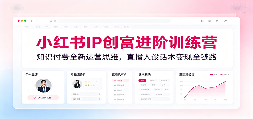小红书IP创富进阶训练营：知识付费全新运营思维，直播人设话术变现全链路-青禾学社