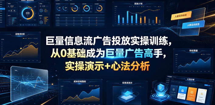 巨量信息流广告投放实操训练，从0基础成为巨量广告高手，实操演示+心法分析-青禾学社