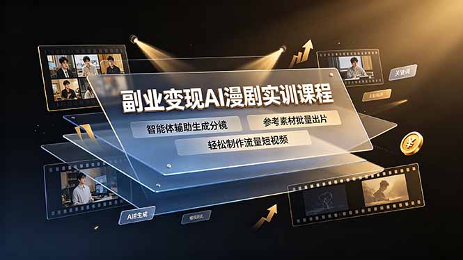 副业变现AI漫剧实训课程，智能体辅助生成分镜，参考素材批量出片，轻松制作流量短视频-青禾学社