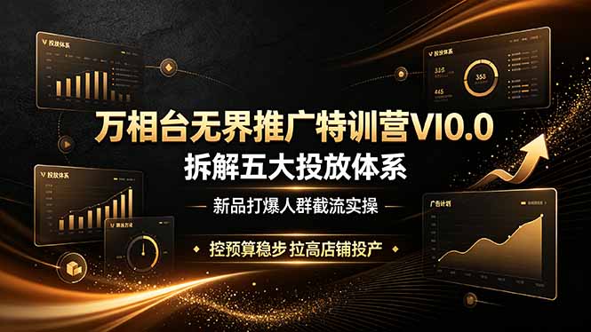 万相台无界推广特训营VI0.0，拆解五大投放体系，新品打爆人群截流实操，控预算稳步拉高店铺投产-青禾学社