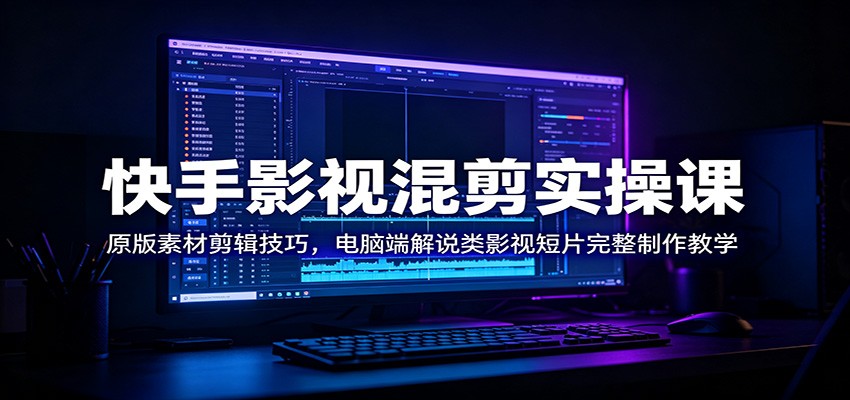 快手影视混剪实操课：原版素材剪辑技巧，电脑端解说类影视短片完整制作教学-青禾学社