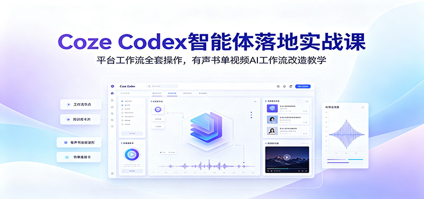 Coze Codex智能体落地实战课：平台工作流全套操作，有声书单视频AI工作流改造教学-青禾学社