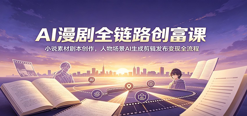AI漫剧全链路创富课：小说素材剧本创作，人物场景AI生成剪辑发布变现全流程-青禾学社