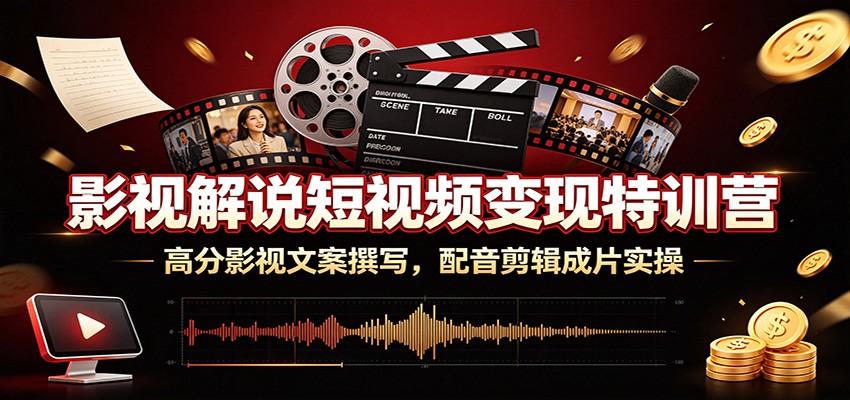 影视解说短视频变现特训营：高分影视文案撰写，配音剪辑成片实操-青禾学社