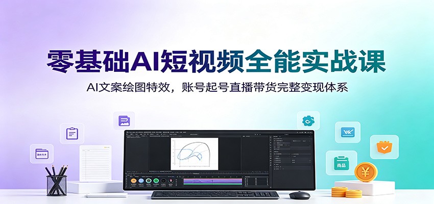 零基础AI短视频全能实战课：AI文案绘图特效，账号起号直播带货完整变现体系-青禾学社
