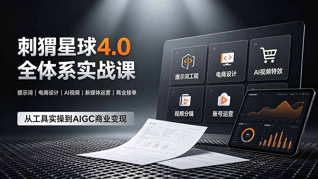 刺猬星球4.0全体系实战课，覆盖提示词工程、电商设计、AI视频特效与新媒体运营，一站式掌握AIGC商业核心技能-青禾学社