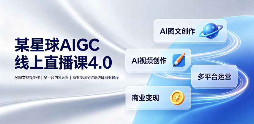 某星球AIGC线上直播课4.0｜AI图文视频创作、多平台内容运营、商业变现全链路进阶副业教程-青禾学社