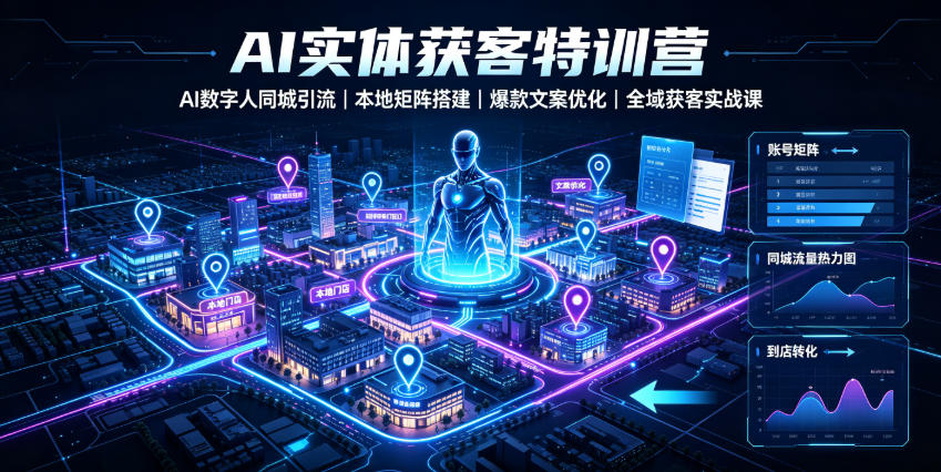 AI实体获客特训营｜AI数字人同城引流、本地矩阵搭建、爆款文案优化全域获客实战课-青禾学社