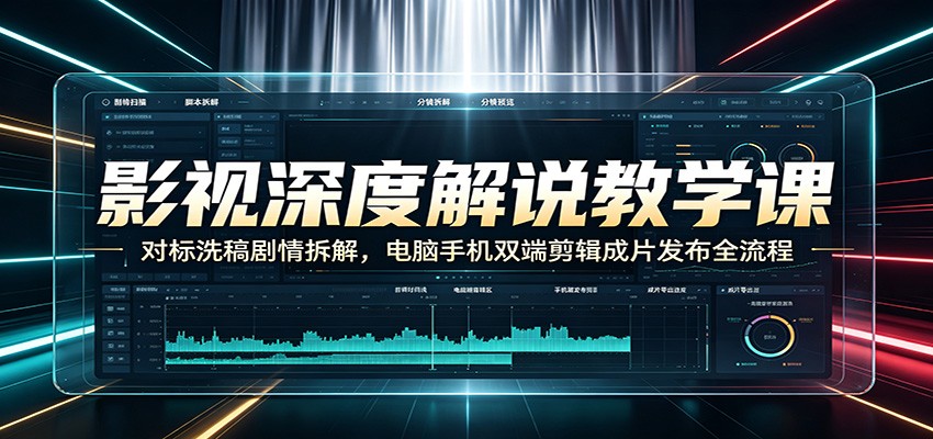 影视深度解说教学课：对标洗稿剧情拆解，电脑手机双端剪辑成片发布全流程-青禾学社