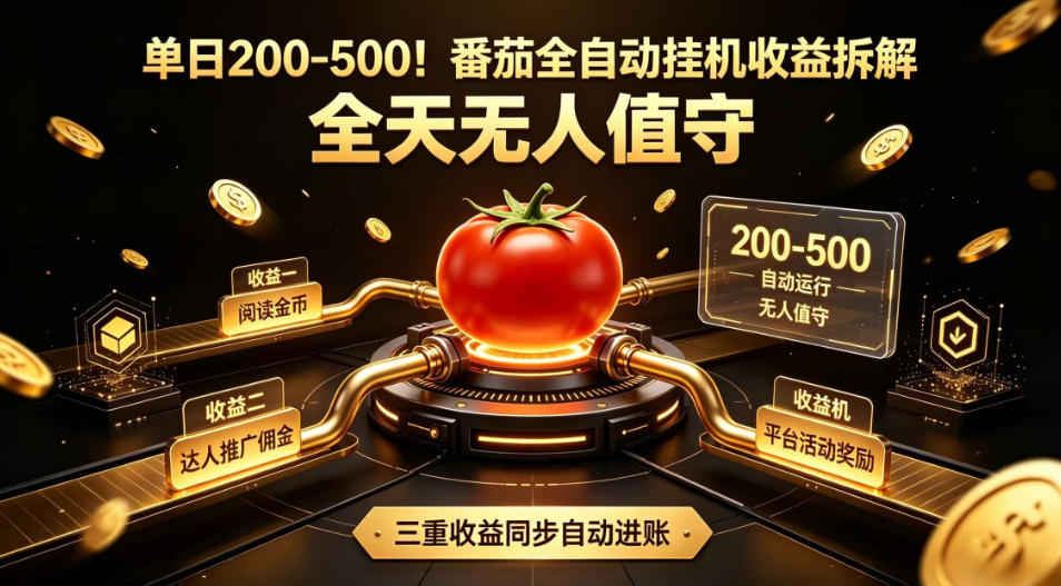 单日200-500！番茄全自动挂G收益拆解，全天无人值守，矩阵操作收益翻倍【揭秘】-青禾学社