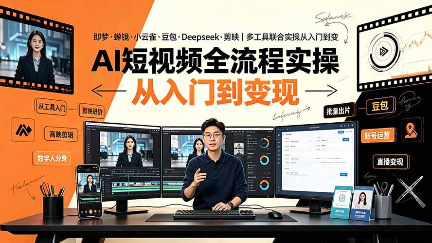 AI短视频全流程实操：即梦·蝉镜·小云雀·豆包·Deepseek·剪映｜多工具联合实操从入门到变现-青禾学社