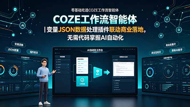 零基础吃透COZE工作流智能体｜变量JSON数据处理插件联动商业落地，无需代码掌握AI自动化-青禾学社