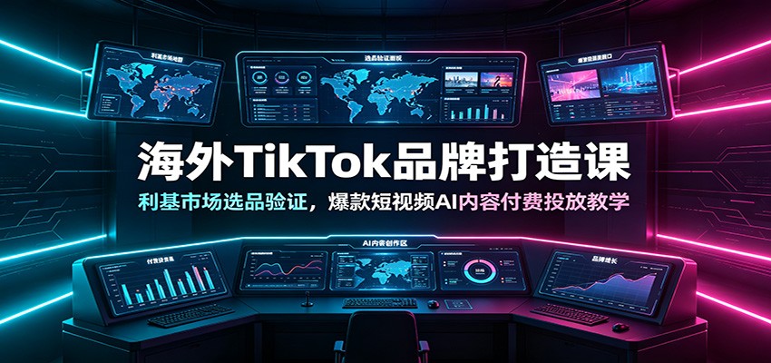 海外TikTok品牌打造课：利基市场选品验证，爆款短视频AI内容付费投放教学-青禾学社