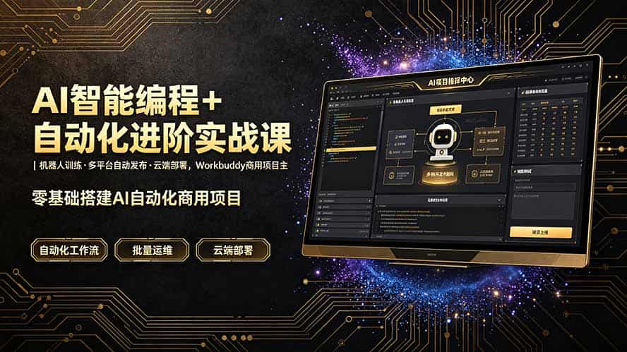 AI智能编程+自动化进阶实战课｜机器人训练·多平台自动发布·云端部署，Workbuddy商用项目全流程教学-青禾学社