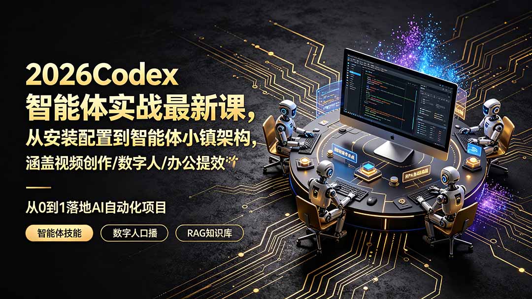 2026Codex智能体实战最新课，从安装配置到智能体小镇架构，涵盖视频创作/数字人/办公提效全技能-青禾学社