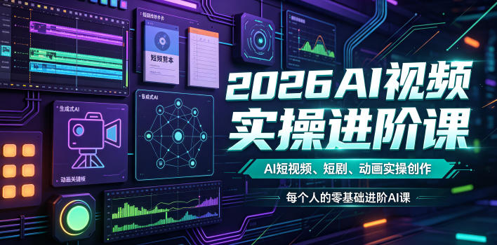 2026AI视频实操进阶课，AI短视频、短剧、动画实操创作，每个人的零基础进阶ai课-青禾学社
