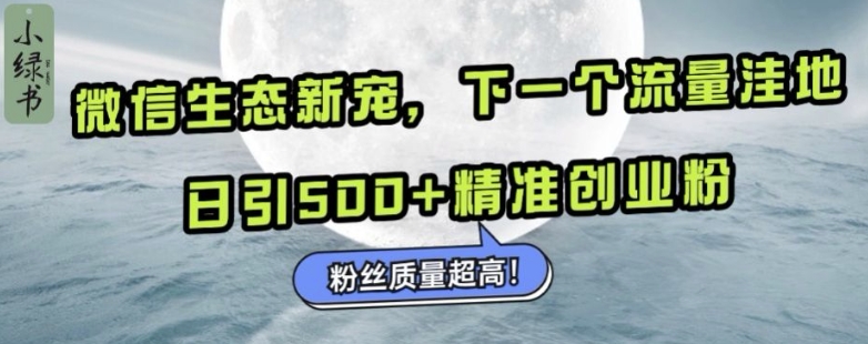 微信生态新宠小绿书:下一个流量洼地,日引500+精准创业粉,粉丝质量超高-青禾学社