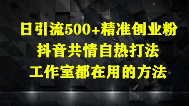 日引流500+精准创业粉，抖音共情自热打法，工作室都在用的方法-青禾学社