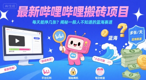 最新哔哩哔哩上B站搬砖项目,每天能挣几张?揭秘一般人不知道的蓝海赛道-青禾学社