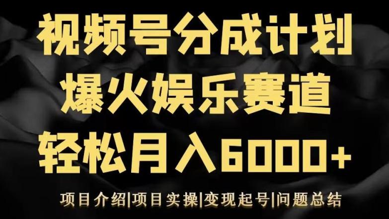 视频号创作分成计划之娱乐赛道轻松日入500+-青禾学社