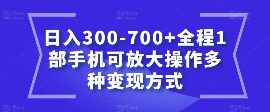 日入300-700+全程1部手机可放大操作多种变现方式【揭秘】-青禾学社